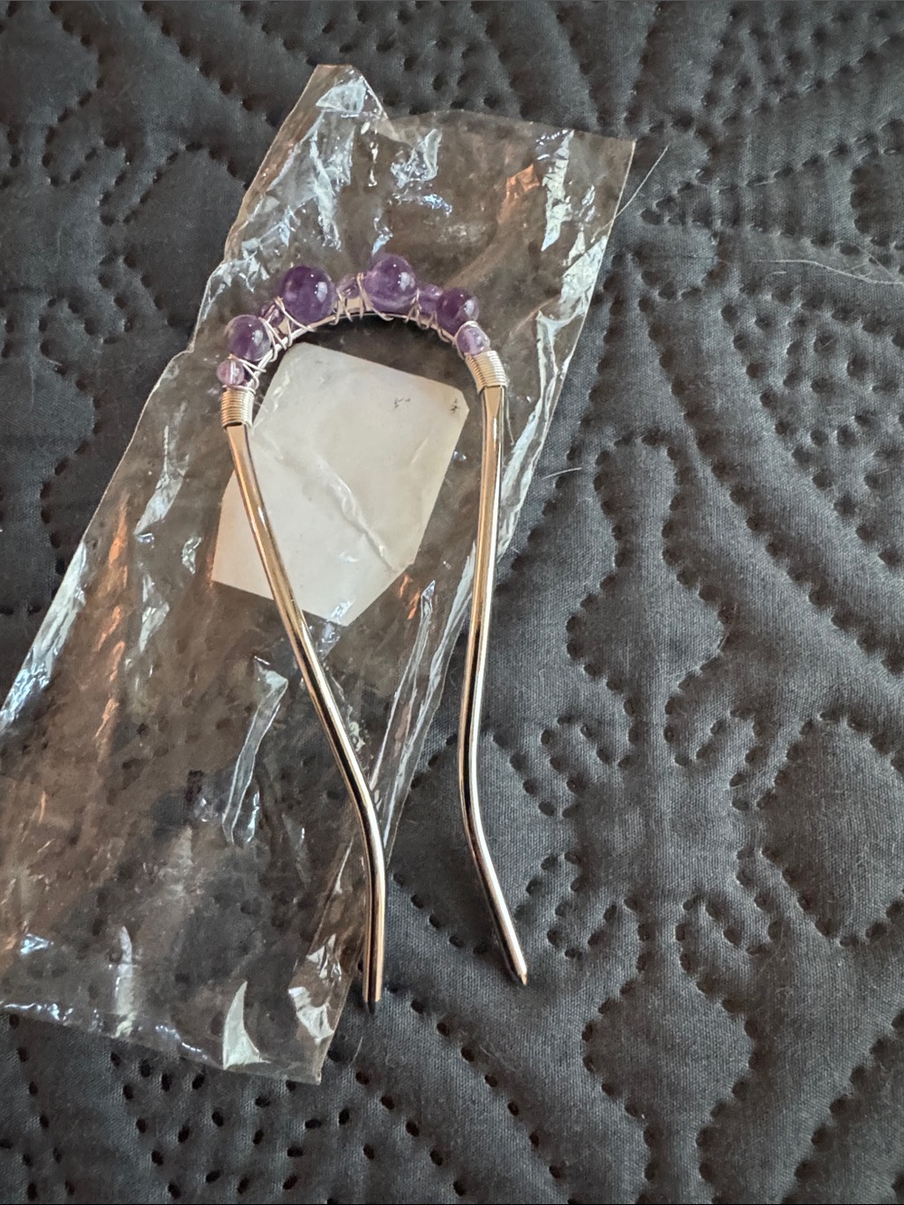 Lillia Rose U-Pin Hair Clip with Purple Bead Accents. New, never worn.